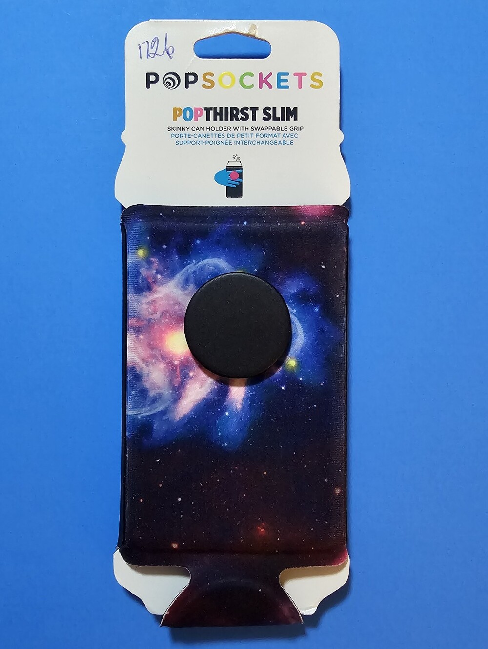 Popsockets Popthirst Slim Can Holder w/ Swappable Top - BLUE NEBULA
